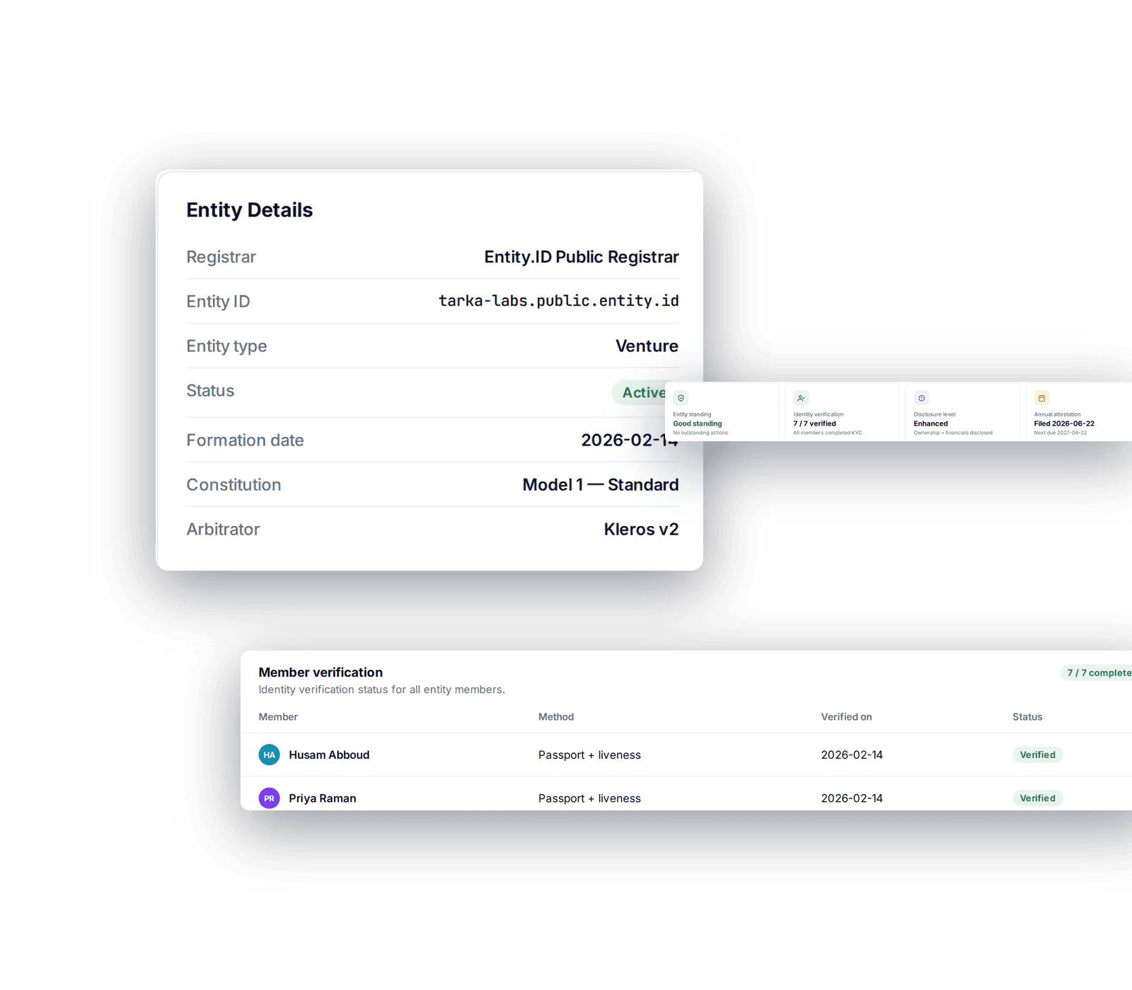 Collage v2: agent record, verification and standing